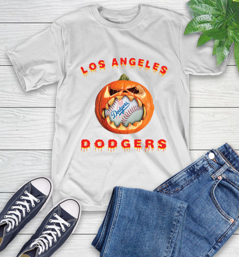 MLB Los Angeles Dodgers Halloween Pumpkin Baseball Sports T-Shirt