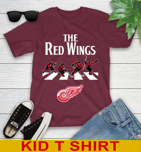 NHL Hockey Detroit Red Wings The Beatles Rock Band Shirt Youth T-Shirt 5