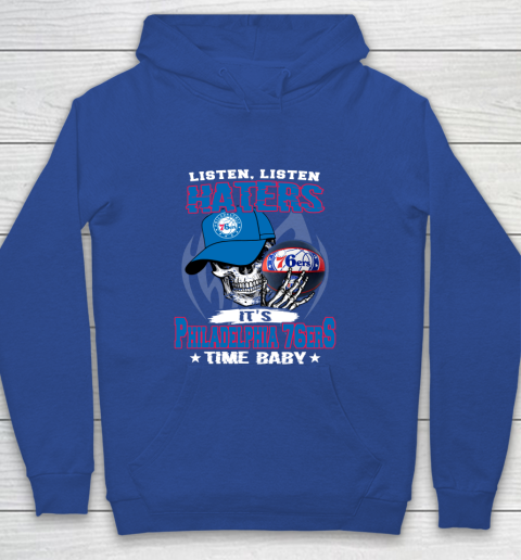 Listen Haters It is 76ers Time Baby NBA Youth Hoodie 6