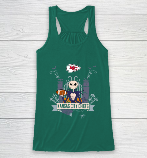 NFL Kansas City Chiefs Football Jack Skellington Halloween Racerback Tank 5