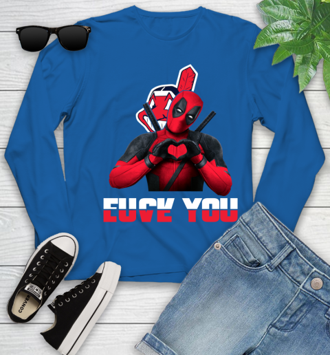 MLB Cleveland Indians Deadpool Love You Fuck You Baseball Sports Youth Long Sleeve 10