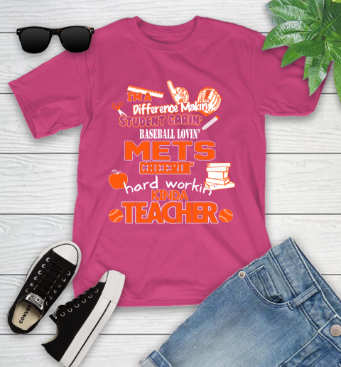 New York Mets MLB I'm A Difference Making Student Caring Baseball Loving Kinda Teacher Youth T-Shirt 11