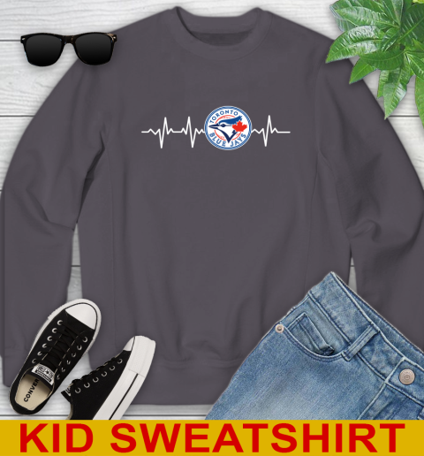 Toronto Blue Jays MLB Baseball Heart Beat Shirt Youth Sweatshirt 5
