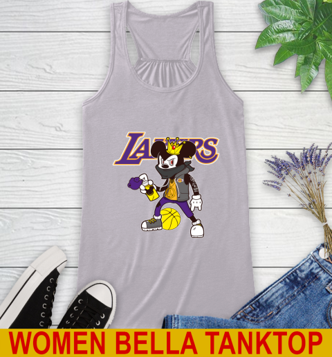 Los Angeles Lakers NBA Basketball Mickey Peace Sign Sports Racerback Tank 5