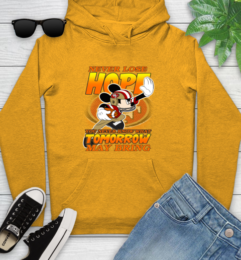 San Francisco 49ers NFL Football Mickey Disney Never Lose Hope Youth Hoodie 2