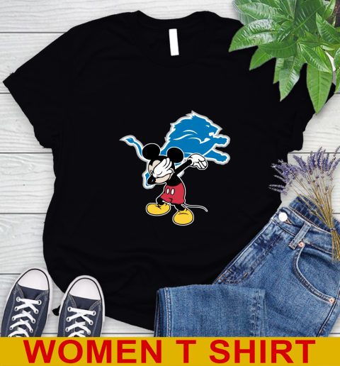 Detroit Lions NFL Football Dabbing Mickey Disney Sports Women's T-Shirt 2