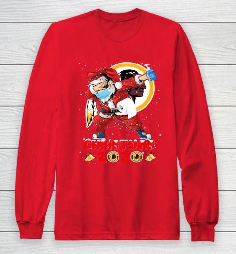 Washington Redskins Funny Santa Claus Dabbing Christmas 2020 NFL Long Sleeve T-Shirt 7