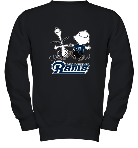 Snoopy And Charlie Brown Happy Los Angeles Rams Fans Youth Sweatshirt