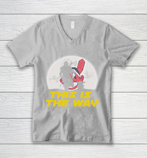 Cleveland Indians MLB Baseball Star Wars Yoda And Mandalorian This Is The Way V-Neck T-Shirt 3
