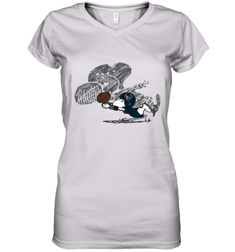 Houston Texans Snoopy Plays The Football Game Women's V-Neck T-Shirt