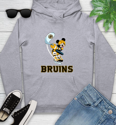 NHL Hockey Boston Bruins Cheerful Mickey Mouse Shirt Youth Hoodie 6