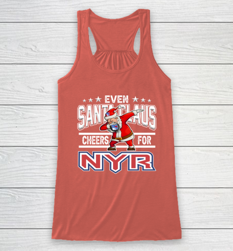 New York Rangers Even Santa Claus Cheers For Christmas NHL Racerback Tank 3