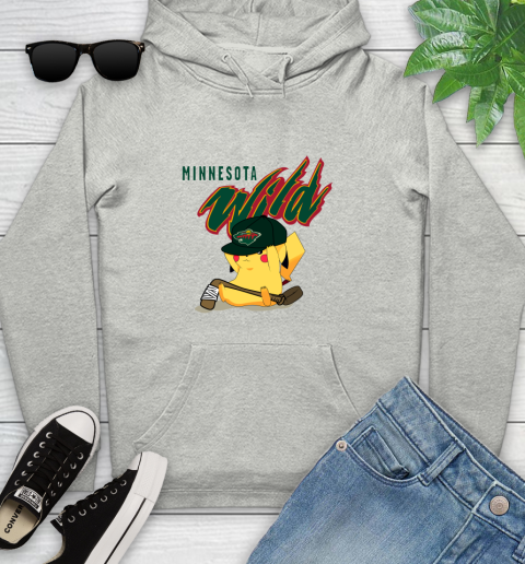 NHL Pikachu Hockey Sports Minnesota Wild Youth Hoodie