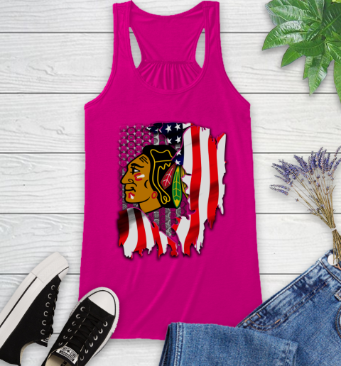 Chicago Blackhawks NHL Hockey American Flag Racerback Tank 7