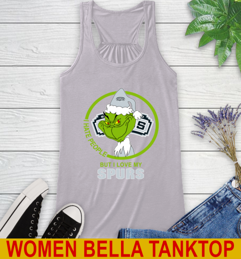 San Antonio Spurs NBA Christmas Grinch I Hate People But I Love My Favorite Basketball Team Racerback Tank 5