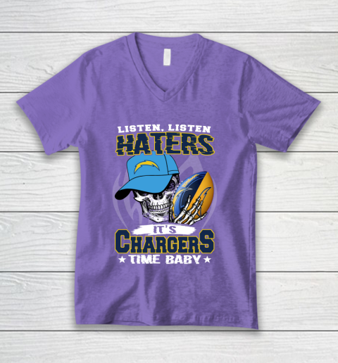 Listen Haters It is CHARGERS Time Baby NFL V-Neck T-Shirt 8