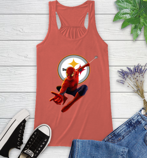 NFL Spider Man Avengers Endgame Football Pittsburgh Steelers Racerback Tank 4