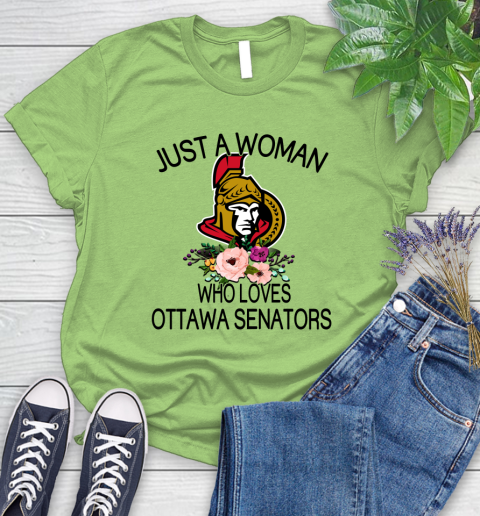 NHL Just A Woman Who Loves Ottawa Senators Hockey Sports Women's T-Shirt 7