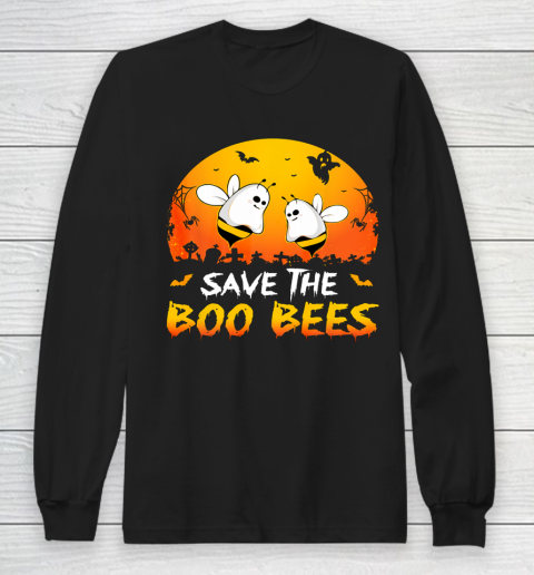 Save The Boo Bees Funny Breast Cancer Awareness Halloween Long Sleeve T-Shirt