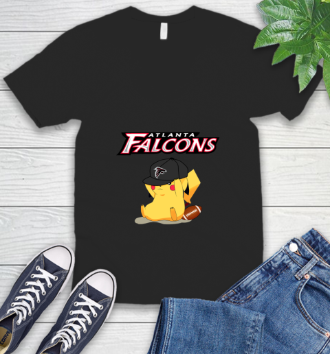 NFL Pikachu Football Sports Atlanta Falcons V-Neck T-Shirt 2