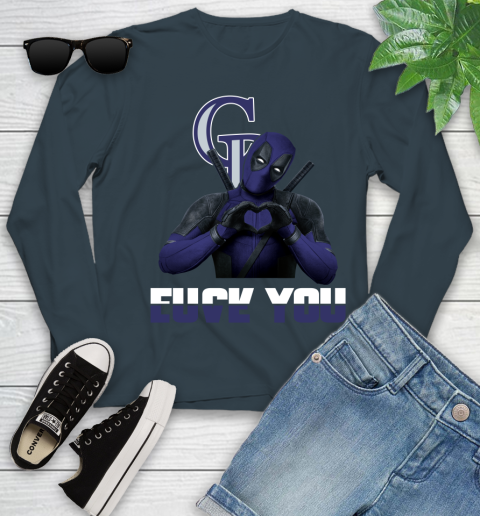 MLB Colorado Rockies Deadpool Love You Fuck You Baseball Sports Youth Long Sleeve 9