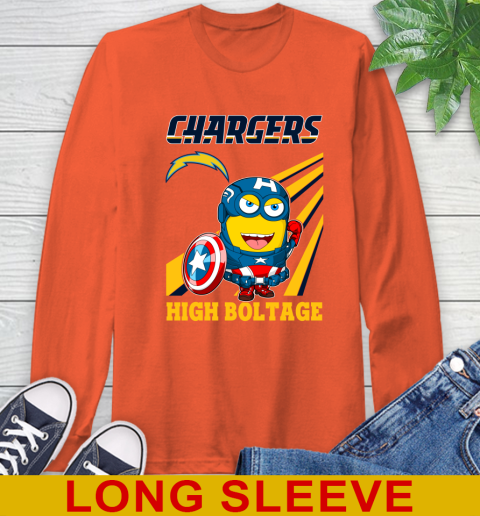 NFL Football Los Angeles Chargers Captain America Marvel Avengers Minion Shirt Long Sleeve T-Shirt 4