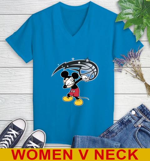 Orlando Magic NBA Basketball Dabbing Mickey Disney Sports Women's V-Neck T-Shirt 8