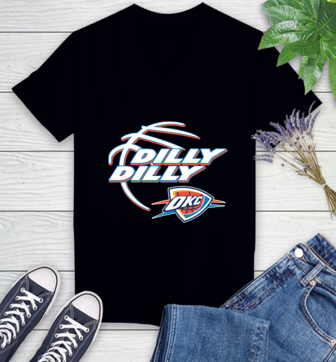 NBA Oklahoma City Thunder Dilly Dilly Basketball Sports Women's V-Neck T-Shirt 2