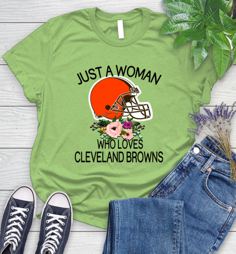 NFL Just A Woman Who Loves Cleveland Browns Football Sports Women's T-Shirt 7