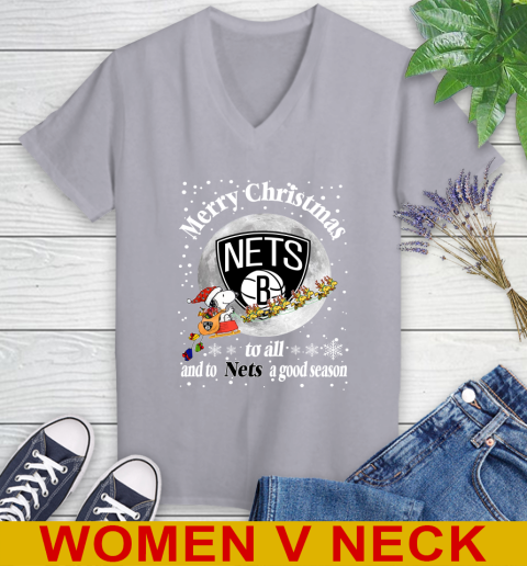 Brooklyn Nets Merry Christmas To All And To Nets A Good Season NBA Basketball Sports Women's V-Neck T-Shirt 4