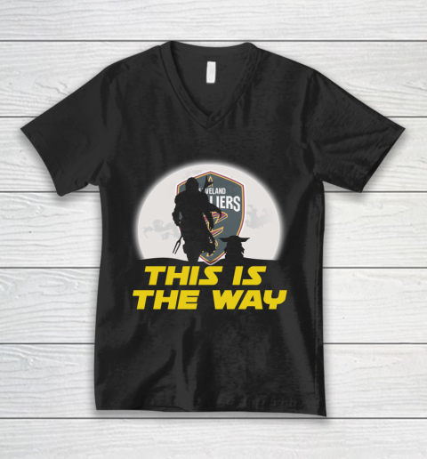 Cleveland Cavaliers NBA Basketball Star Wars Yoda And Mandalorian This Is The Way V-Neck T-Shirt
