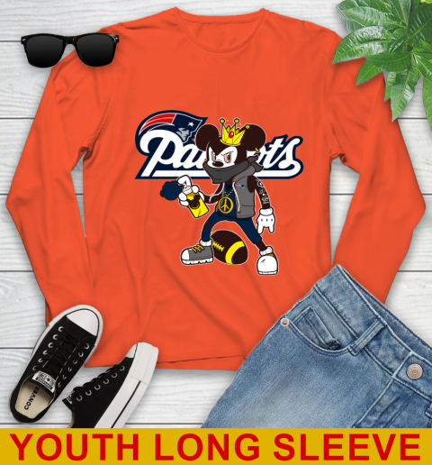 New England Patriots NFL Football Mickey Peace Sign Sports Youth Long Sleeve 4