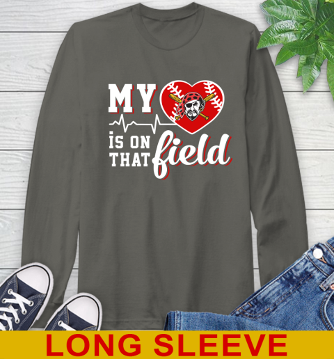 MLB My Heart Is On That Field Baseball Sports Pittsburgh Pirates Long Sleeve T-Shirt 10