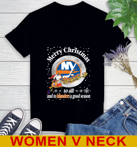 New York Islanders Merry Christmas To All And To Islanders A Good Season NHL Hockey Sports Women's V-Neck T-Shirt