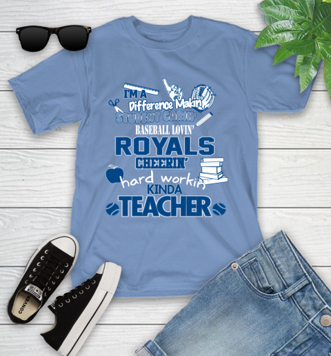 Kansas City Royals MLB I'm A Difference Making Student Caring Baseball Loving Kinda Teacher Youth T-Shirt 15