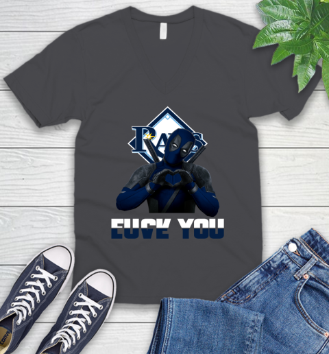 MLB Tampa Bay Rays Deadpool Love You Fuck You Baseball Sports V-Neck T-Shirt 4