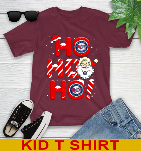 Minnesota Twins MLB Baseball Ho Ho Ho Santa Claus Merry Christmas Shirt Youth T-Shirt 5