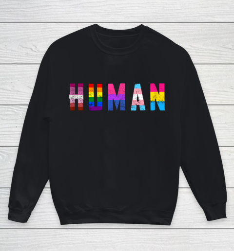 HUMAN Flag LGBT Gay Pride Month Transgender Youth Sweatshirt