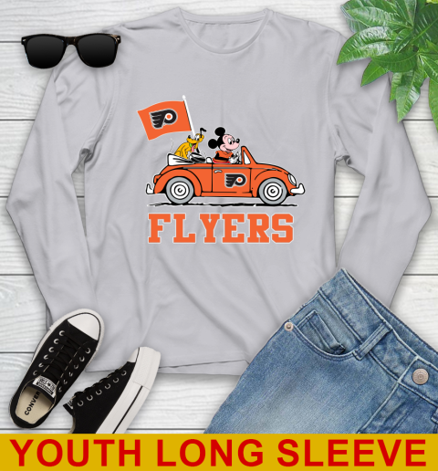 NHL Hockey Philadelphia Flyers Pluto Mickey Driving Disney Shirt Youth Long Sleeve 6
