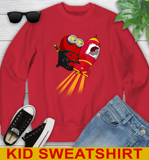 NBA Basketball Portland Trail Blazers Deadpool Minion Marvel Shirt Youth Sweatshirt 7