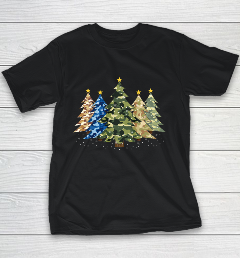 Camo Print Christmas Trees with Camouflage Print Xmas Youth T-Shirt