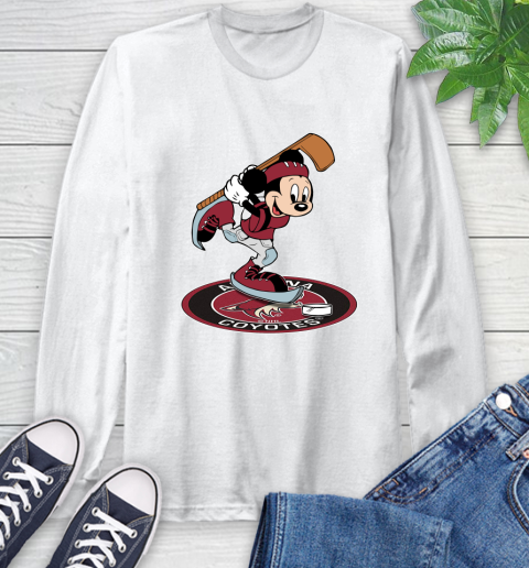 NHL Hockey Arizona Coyotes Cheerful Mickey Disney Shirt Long Sleeve T-Shirt 2
