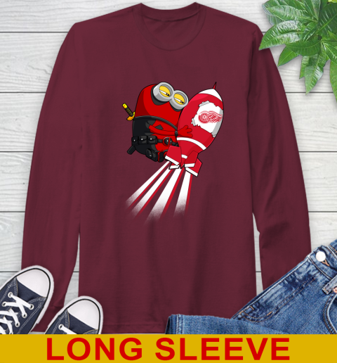 NHL Hockey Detroit Red Wings Deadpool Minion Marvel Shirt Long Sleeve T-Shirt 7