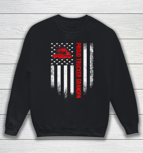 GrandFather gift shirt Vintage USA American Flag Proud Trucker Truck Driver Grandpa T Shirt Sweatshirt