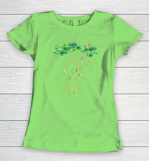 Watercolor Japanese Koi Fish Goldfish Lily Pad Lotus Leaf Beauty Women's T-Shirt 5