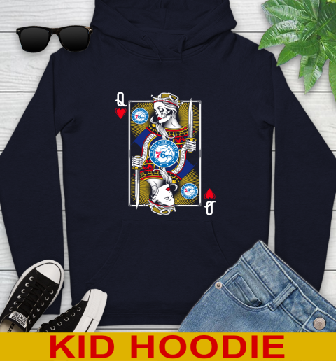 NBA Basketball Philadelphia 76ers The Queen Of Hearts Card Shirt Youth Hoodie 3