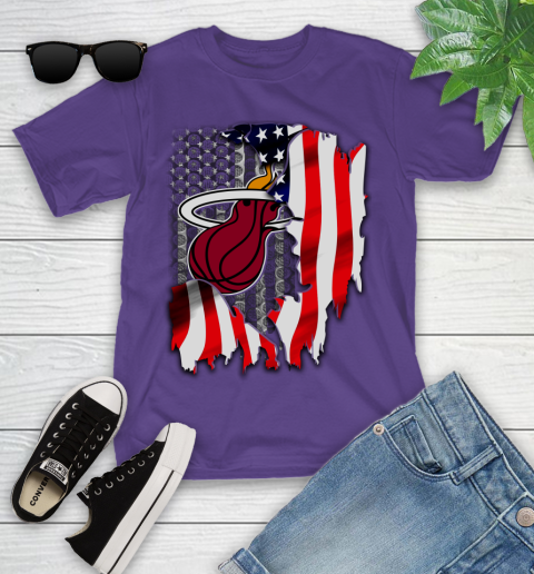 Miami Heat NBA Basketball American Flag Youth T-Shirt 3