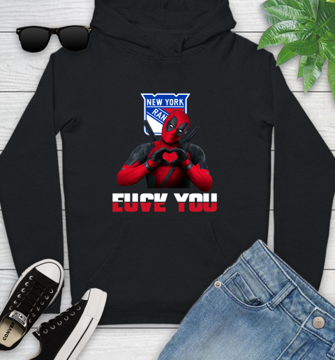 NHL New York Rangers Deadpool Love You Fuck You Hockey Sports Youth Hoodie