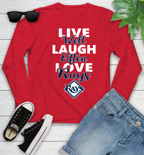 MLB Baseball Tampa Bay Rays Live Well Laugh Often Love Shirt Youth Long Sleeve 10