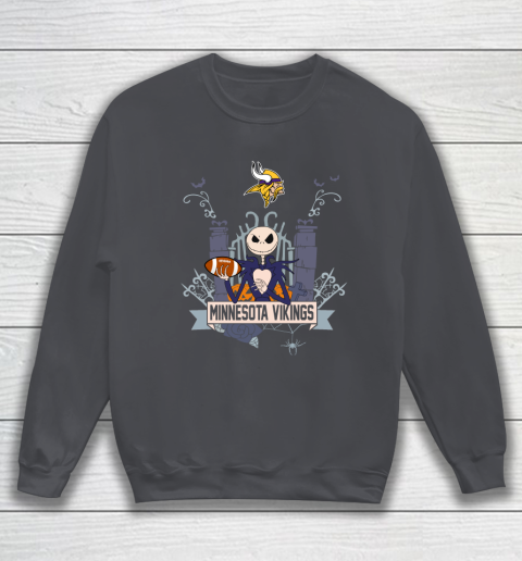NFL Minnesota Vikings Football Jack Skellington Halloween Sweatshirt 4